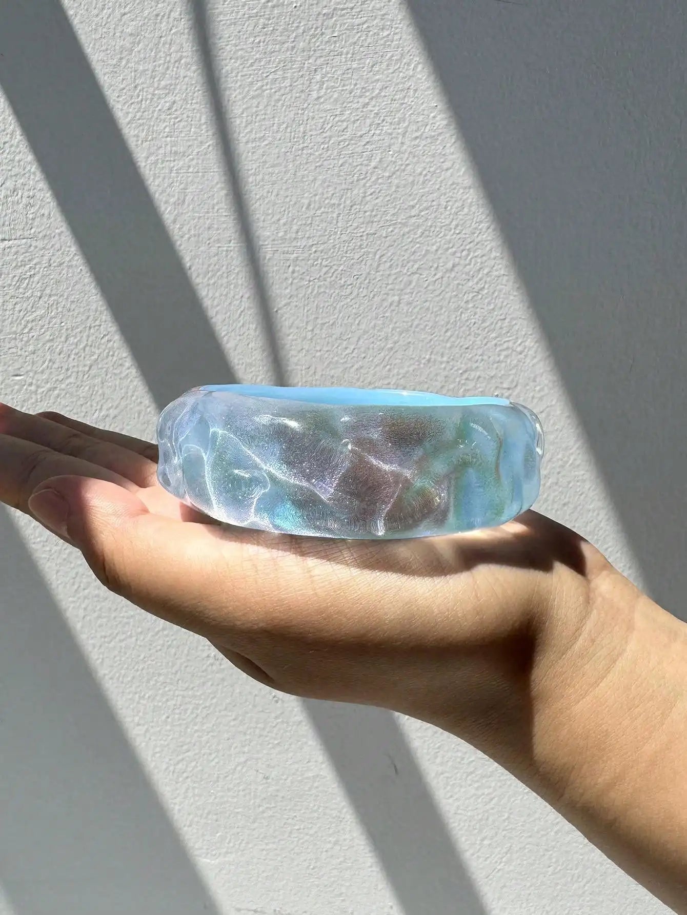 Blue Laser Gradient Irregular Resin Bracelet