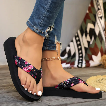 Bohemian Satin Ribbon Flat Flip Flops