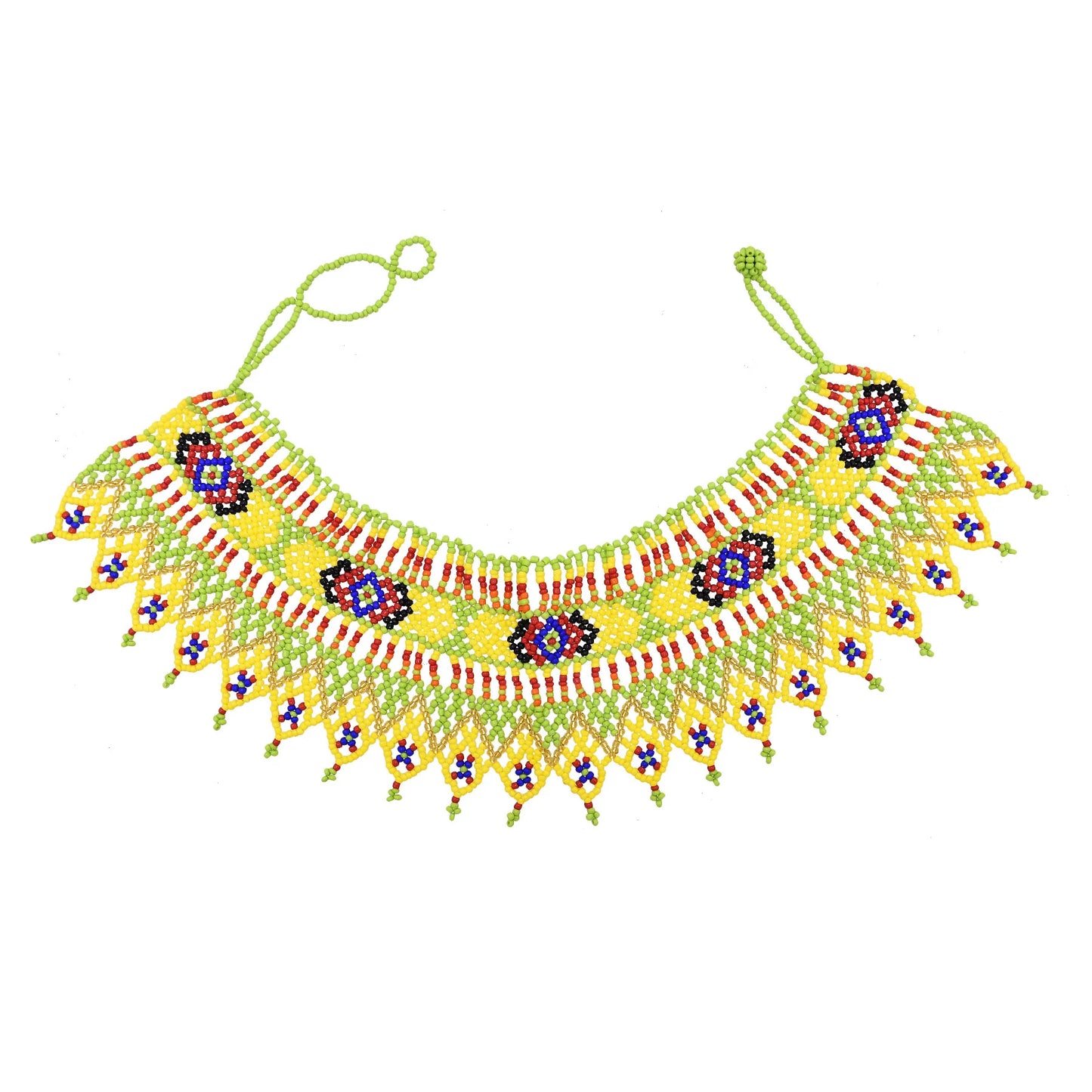 Multicolor South African Tribal Bib Collar Overlay