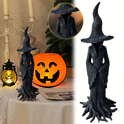 Dark Halloween Resin Witch Statue, Retro Gothic Horror Decor, Collectible Figurine