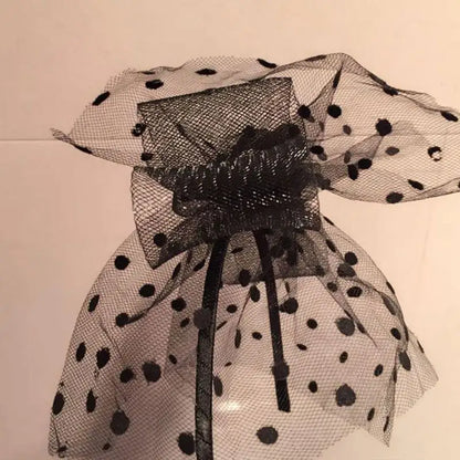 Vintage Tea Party Hat Ultra-Large Polka Dot Bowknot Headband