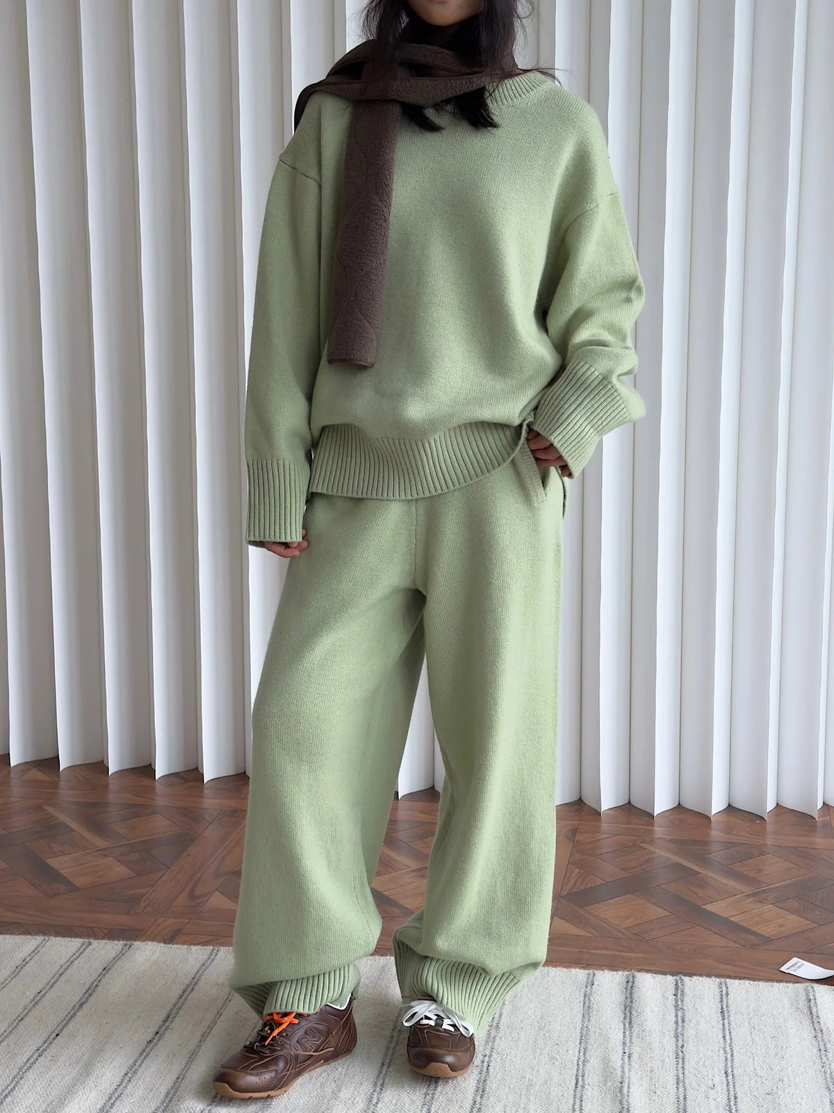 Sweater Suits, High Quality, 50% Wool Pullover With Knitted Pants