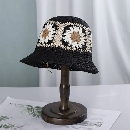 Bright Colored Floweed Crocheted Fisherman Hat