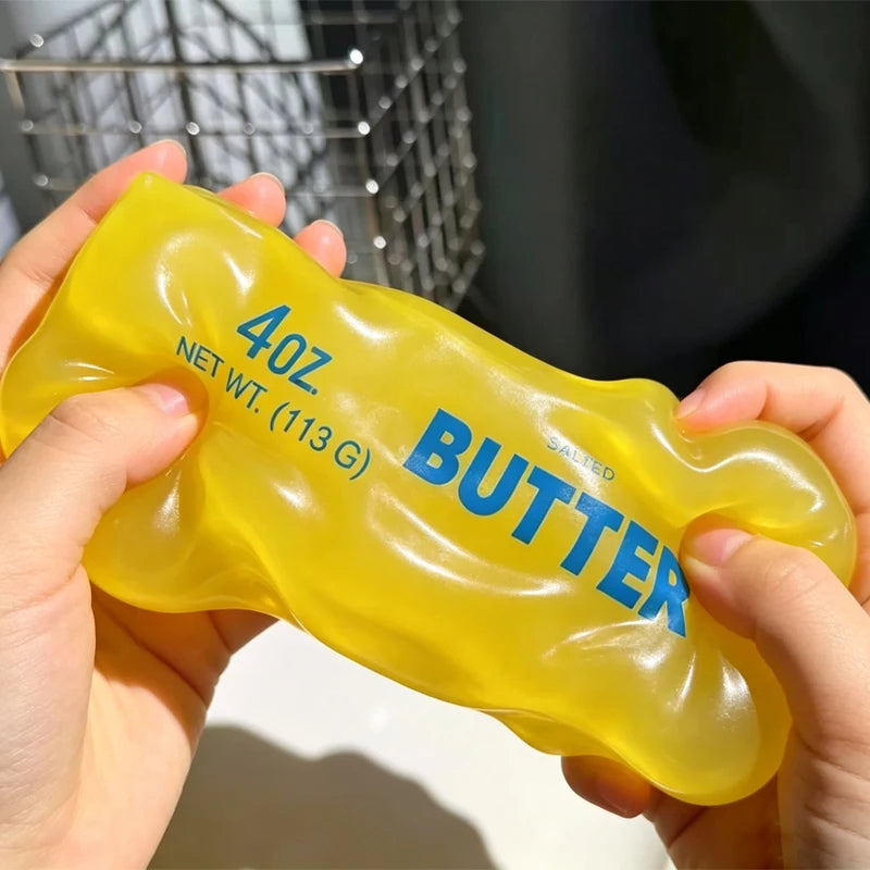 Moldable Butter Stick Squishy Toy, Vaseline Filled Stress Relief Butter Cheese Bar Fidget Toy Decompression Vent Toy