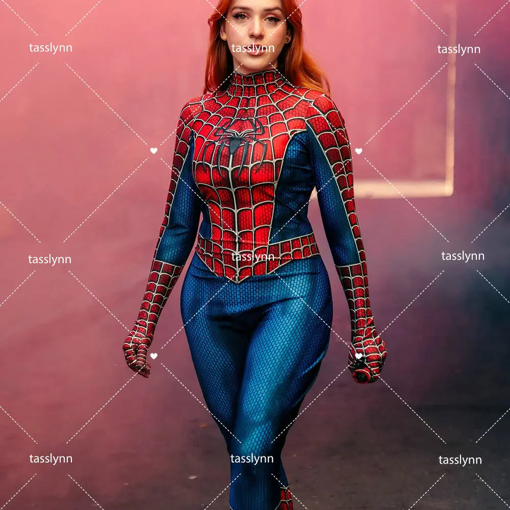 Sizes to 3XL--Spandex Spiderwoman Suit