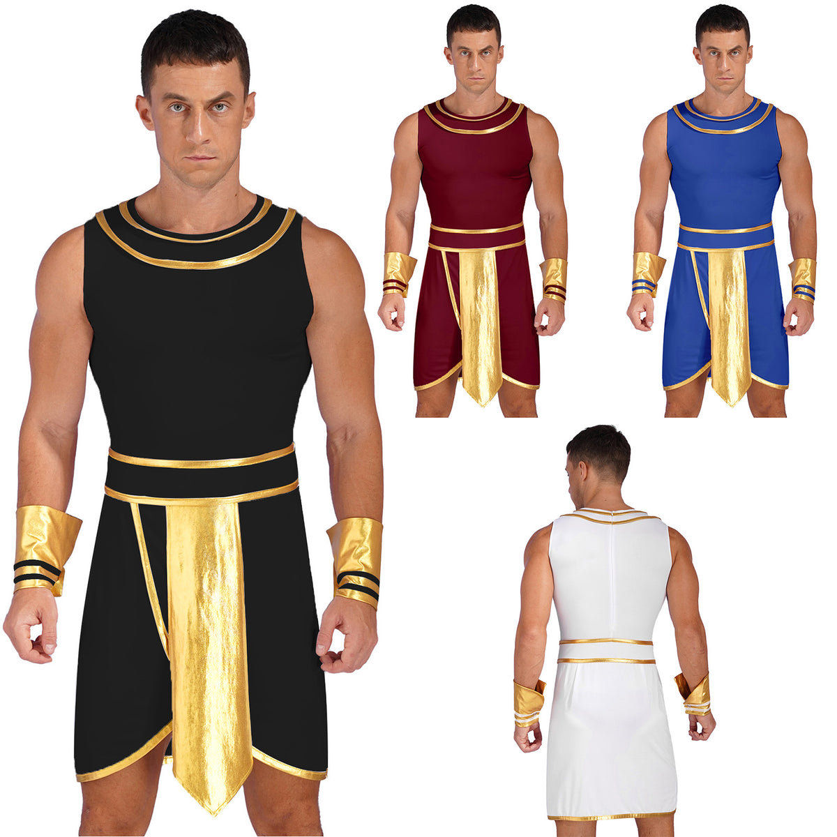 Ancient Egyptian Prince Halloween Costume. Robe with Cuffs