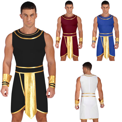 Ancient Egyptian Prince Halloween Costume. Robe with Cuffs