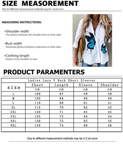 Women'S Shirts Sizes to 3XL Floral Print Button-Up Plus-Size Casual