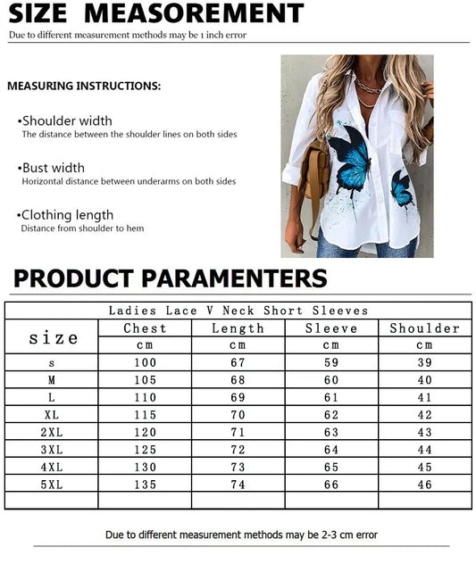 Women'S Shirts Sizes to 3XL Floral Print Button-Up Plus-Size Casual