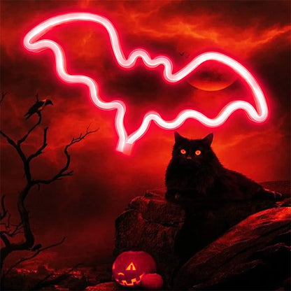 Moon and Bat Halloween Decorative LED Neon Light