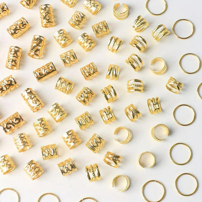80PCS/Set Boho Vintage Hollow Hair Rings Alloy Hair Cuffs (May also be used as ear cuffs)