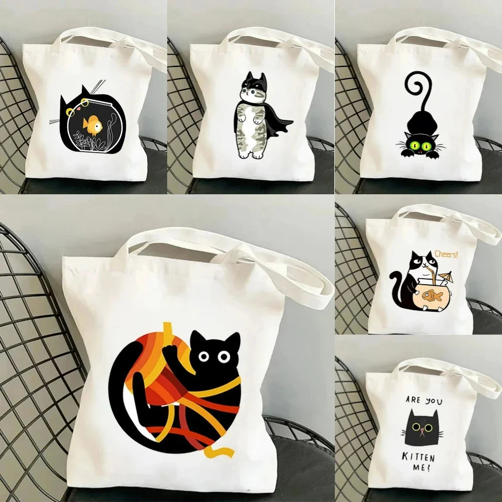 Life Is Better with Cats Canvas Tote Bag, Handbag. USE THIS AS THE GIFT OR TO HOLD THE GIFT---WHY USE PAPER?