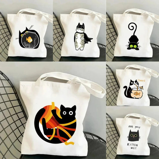 Life Is Better with Cats Canvas Tote Bag, Handbag. USE THIS AS THE GIFT OR TO HOLD THE GIFT---WHY USE PAPER?