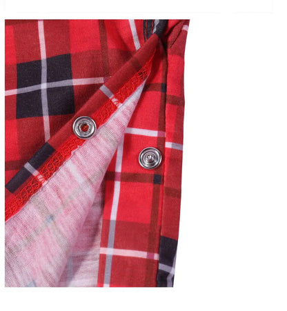 Family Christmas Pajamas Matching Sets Adult And Kids Red Plaid Button Shirts Tops+Pants Baby Romper Dog Pajamas too!!