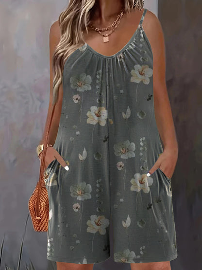 Sizes to 6XL!!! Jumpsuit, Casual with Pockets, Spaghetti Straps, Sleeveless
