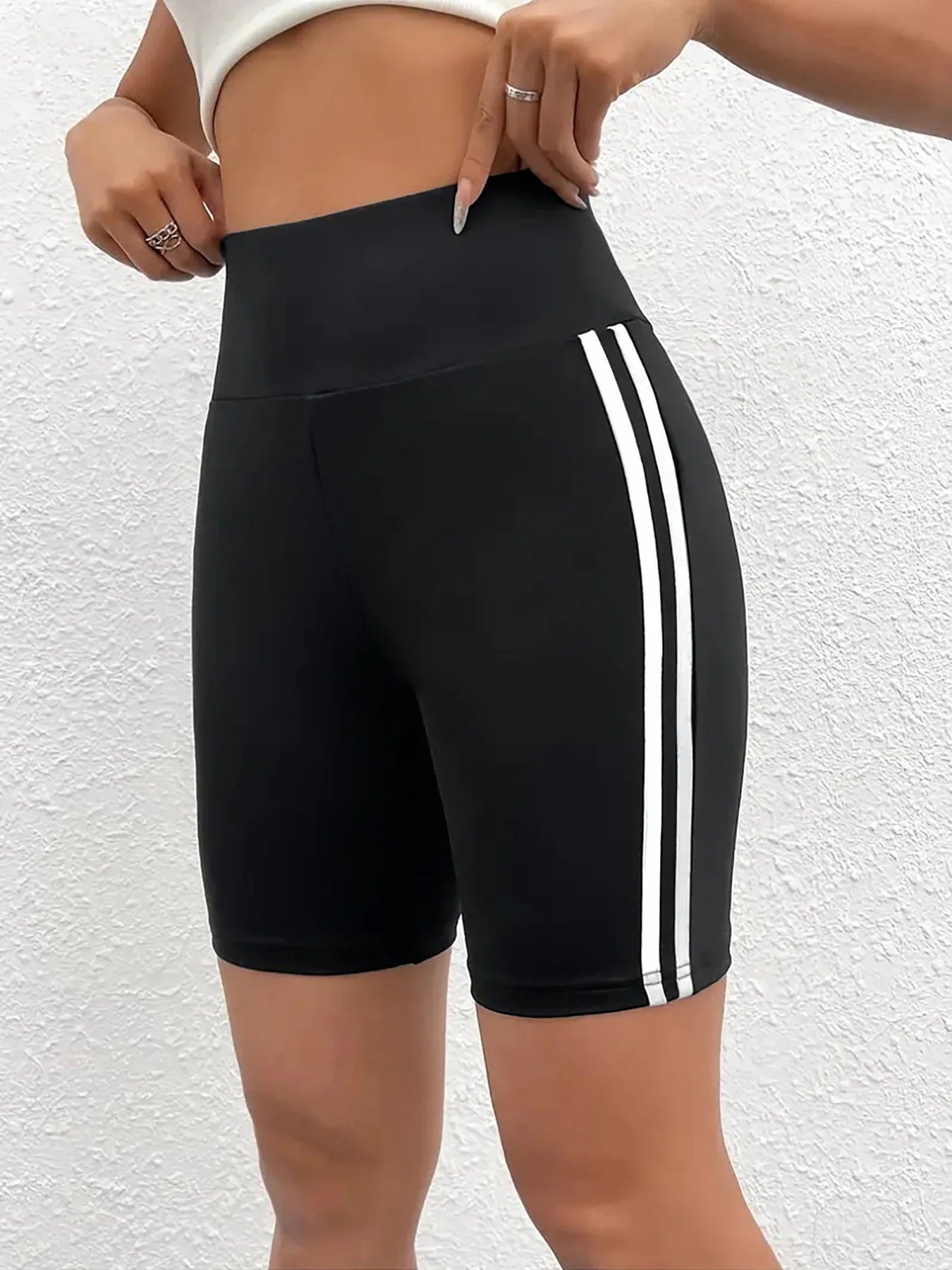Sizes to 4XL High Stretch Plus Size Athletic Shorts for Women Sporty Knit Mid Thigh