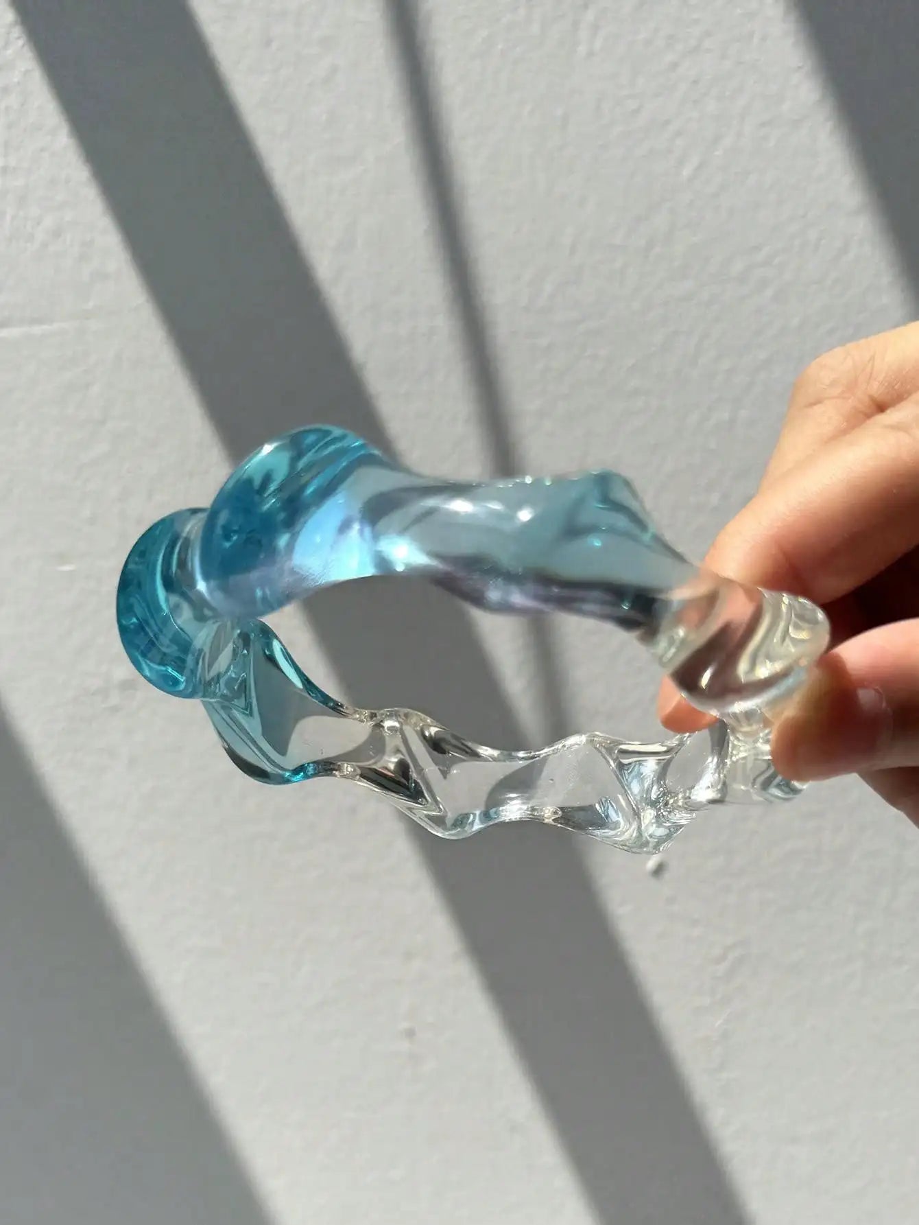 Blue Laser Gradient Irregular Resin Bracelet