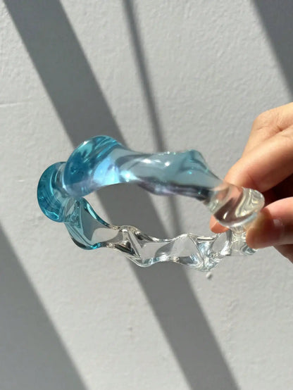 Blue Laser Gradient Irregular Resin Bracelet