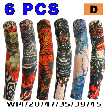 6 PCS Tattoo Sleeve for Men or Women Anti-Sunburn Sleeve Elastic Outdoor