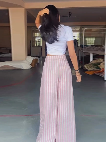 Boho Pallazzo Pants, Adjustable Waist, Wrap Pants, Loose, Floor Length