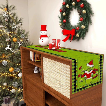 Grinch Green Polyester Christmas Table Runner