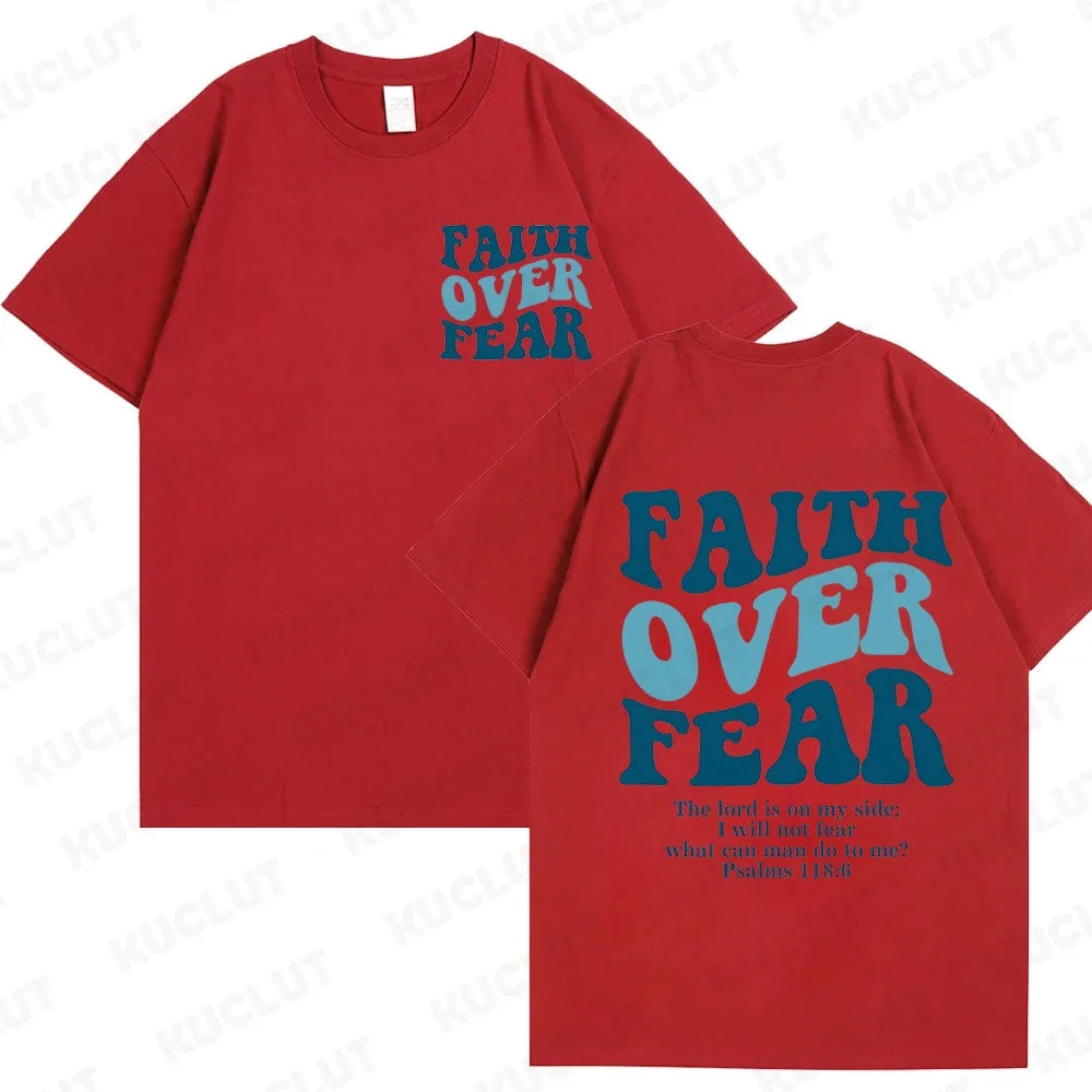 Sizes to 3XL Wide Variety of Colors "Faith Over Fear" T-shirts Christian Clothes Sportswear Bible verse