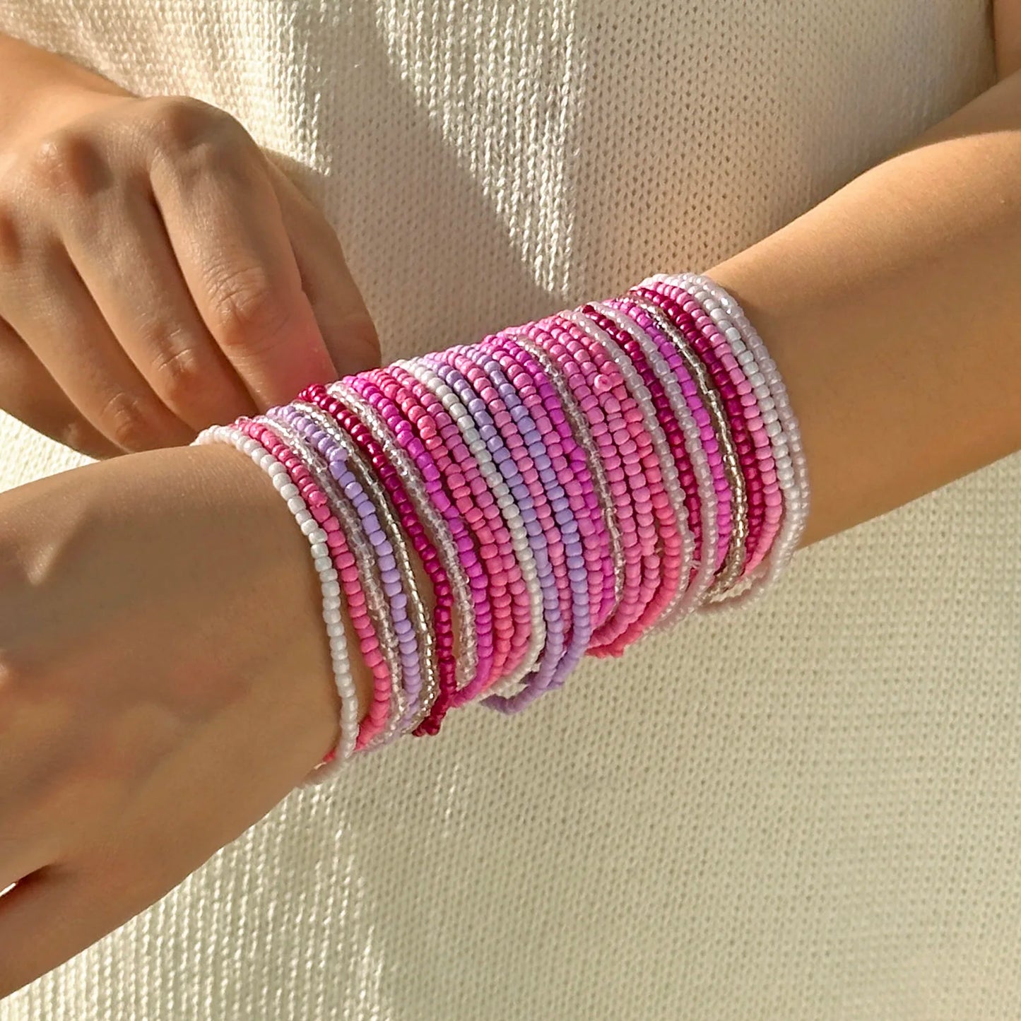 Bohemian Style Beaded Bracelets Set, Colorful Beads, Stretchy Strand Chain, Stacked Bracelets