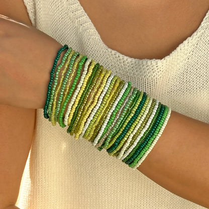 Bohemian Style Beaded Bracelets Set, Colorful Beads, Stretchy Strand Chain, Stacked Bracelets
