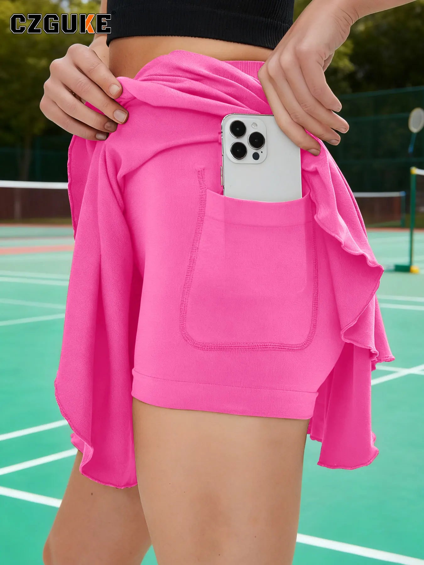Tennis Skirt with Pocket in Shorts, High Waisted, Various Colors