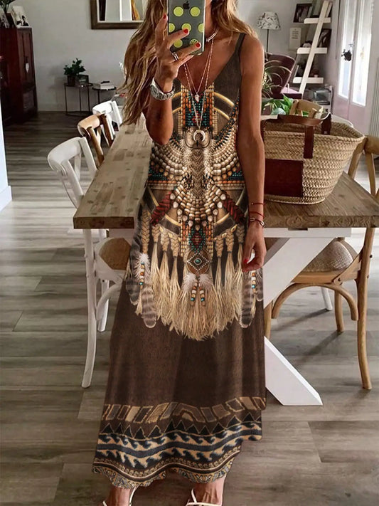 Women's Printed Casual Tank Top Sundress to Size 2XL