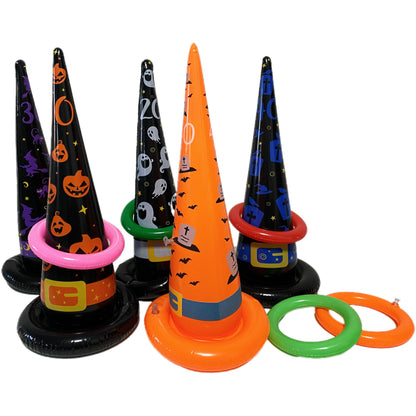Halloween Theme Inflatable Ring Toss Game Spider Witch Hat Ring Toss Halloween Party Game