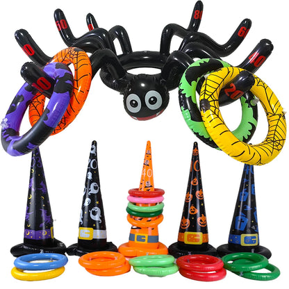 Halloween Theme Inflatable Ring Toss Game Spider Witch Hat Ring Toss Halloween Party Game