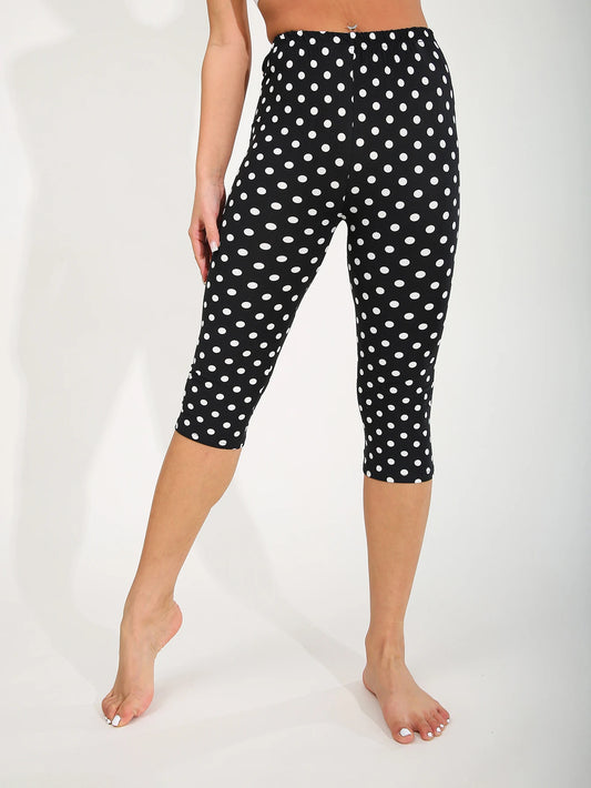 Casua Legging Polka Dot Sports Fitness Yoga Pants High Stretch Capri