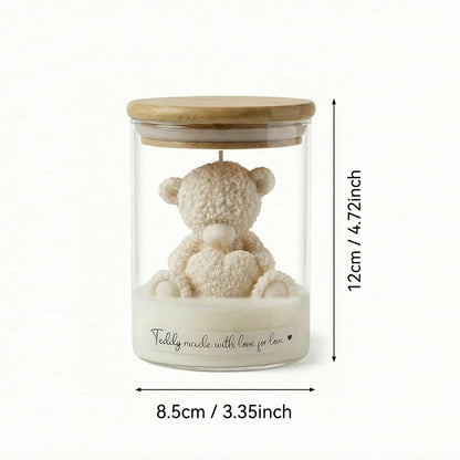 Cute Teddy Bear Scented Candle Glass Jar Soy Wax Aromatherapy