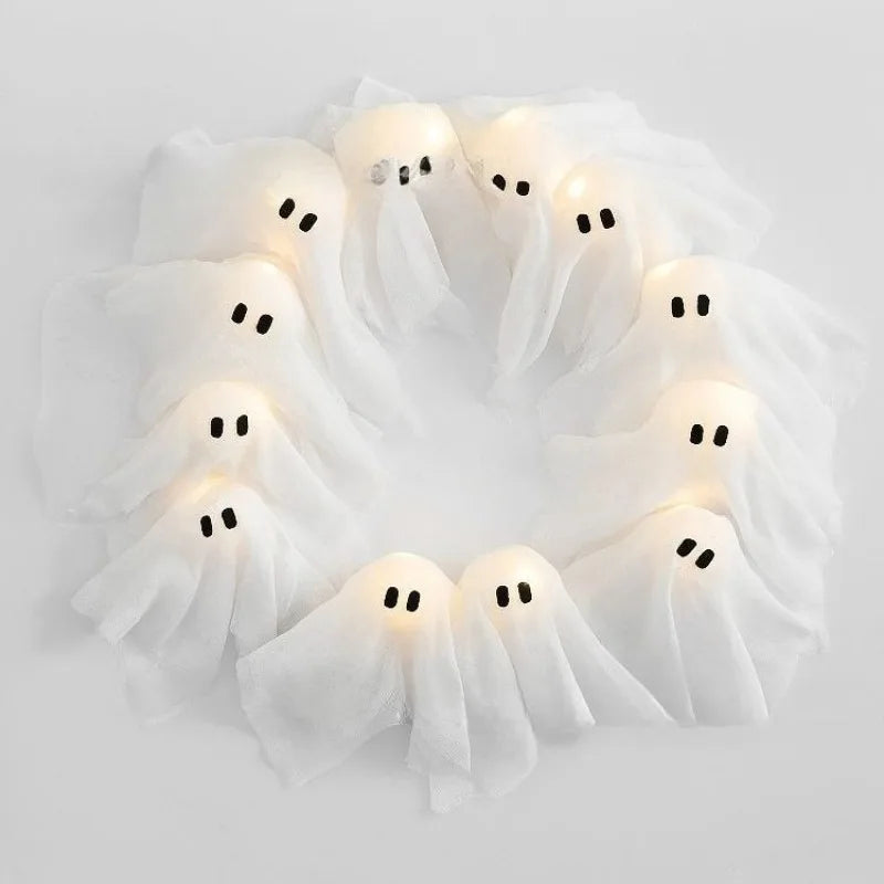 Lit Ghosts Wreath Great for decorating Doors or Windows