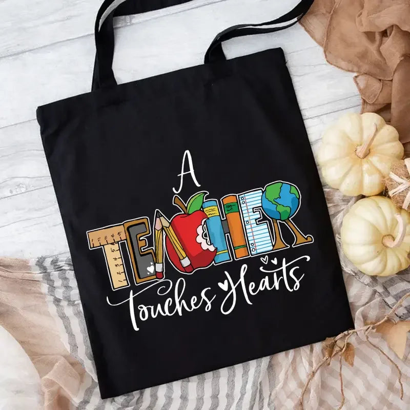 Retro Teacher Canvas Tote Bag "JOY! TEACHERS Change The World" A GREAT GIFT BAG TO PUT YOUR TEACHER'S GIFT IN!!!