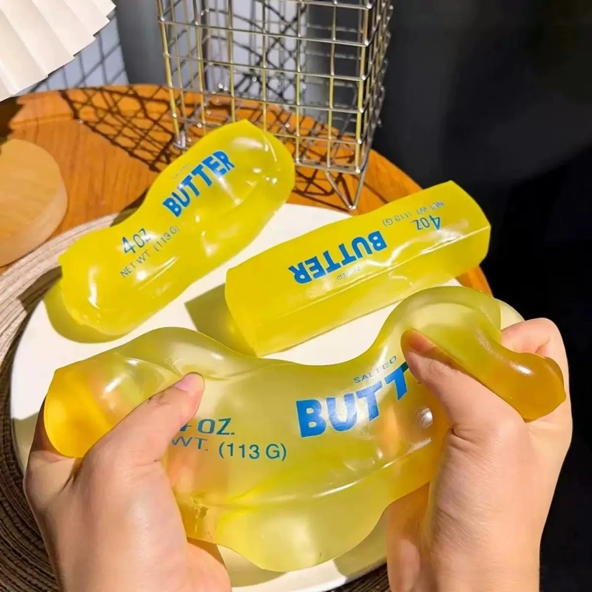Moldable Butter Stick Squishy Toy, Vaseline Filled Stress Relief Butter Cheese Bar Fidget Toy Decompression Vent Toy