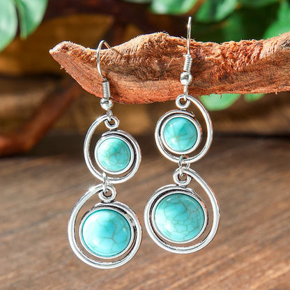 Vintage Tibetan Silver Geometric Turquoise Drop Dangle Earrings. 34 Variations