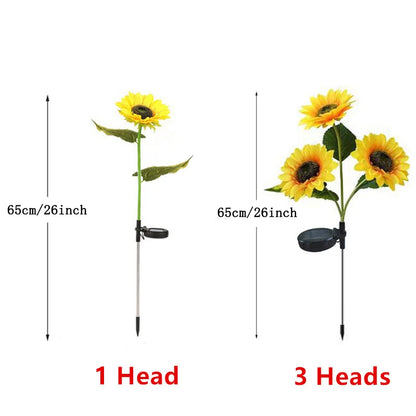 3 Heads 1 Head Solar Simulation Sunflower LED Lights, Garden, Lawn Night Lights, Landscape Lamp