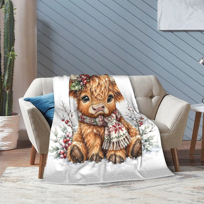 Christmas Highland Cow Fleece Blanket t for Home 150*125cm Piece. 25 Different Prints