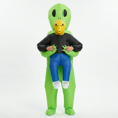 Inflatable Alien Costume With Fish Head Mask Funny Halloween Cosplay Suit For Adults