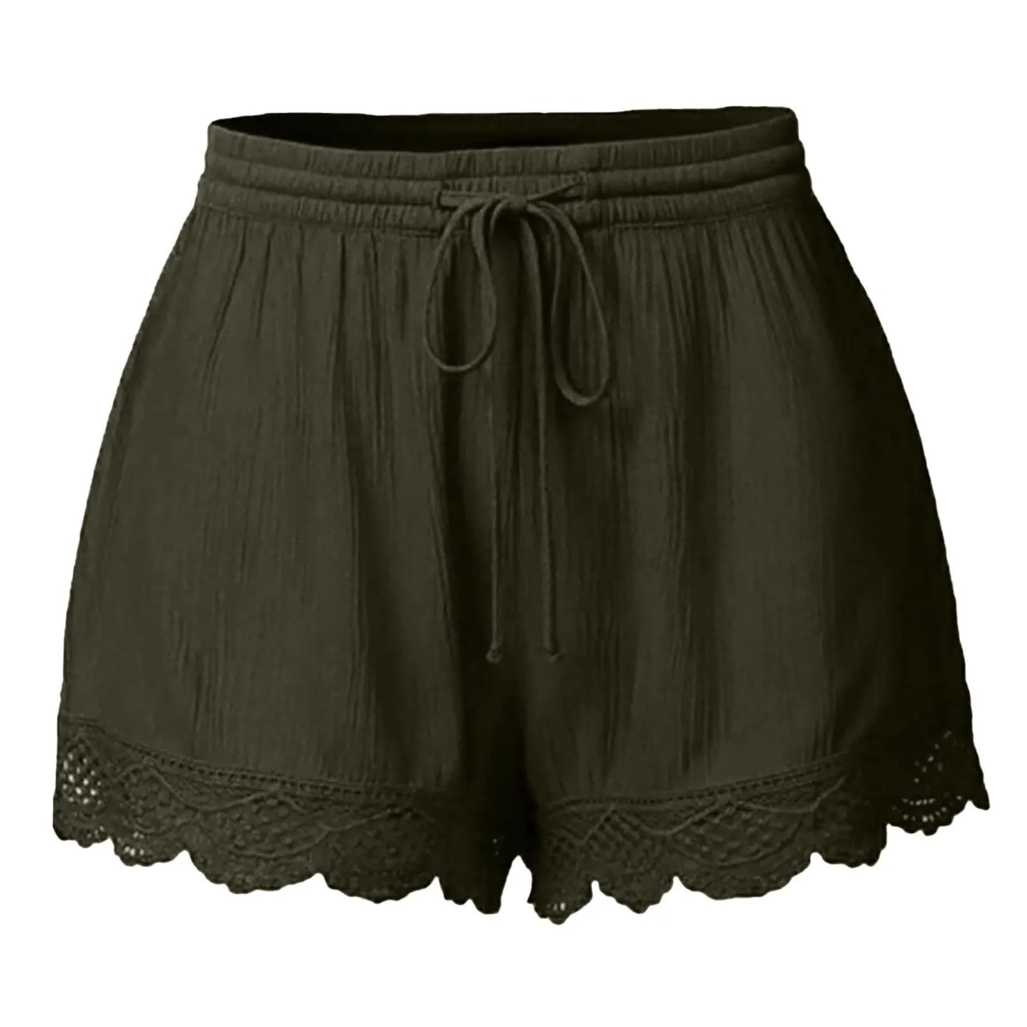 Plus Size to 5XL Ladies’ Casual Versatile Drawstring, Lace hem ,drawstring elastic waist