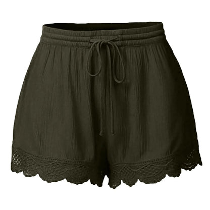 Plus Size to 5XL Ladies’ Casual Versatile Drawstring, Lace hem ,drawstring elastic waist