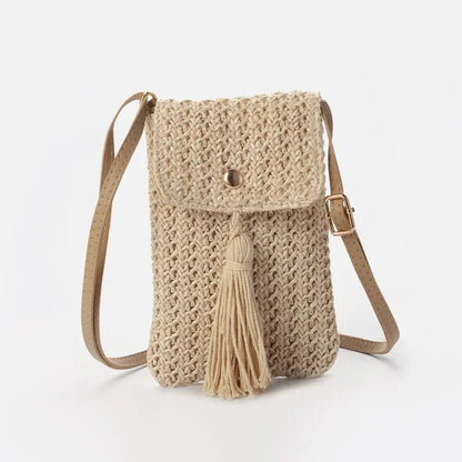 Straw Mobile Phone Shouder  Mini Crossbody Bohemian Style