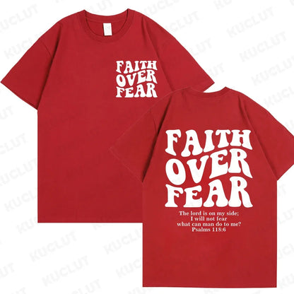 Sizes to 3XL Wide Variety of Colors "Faith Over Fear" T-shirts Christian Clothes Sportswear Bible verse