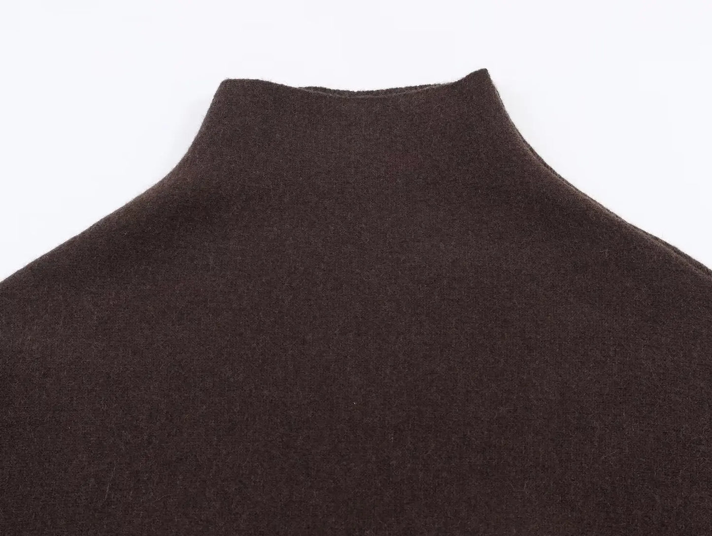 Chic Faux Fur Edged Cape High Collar Casual Loose Knitted