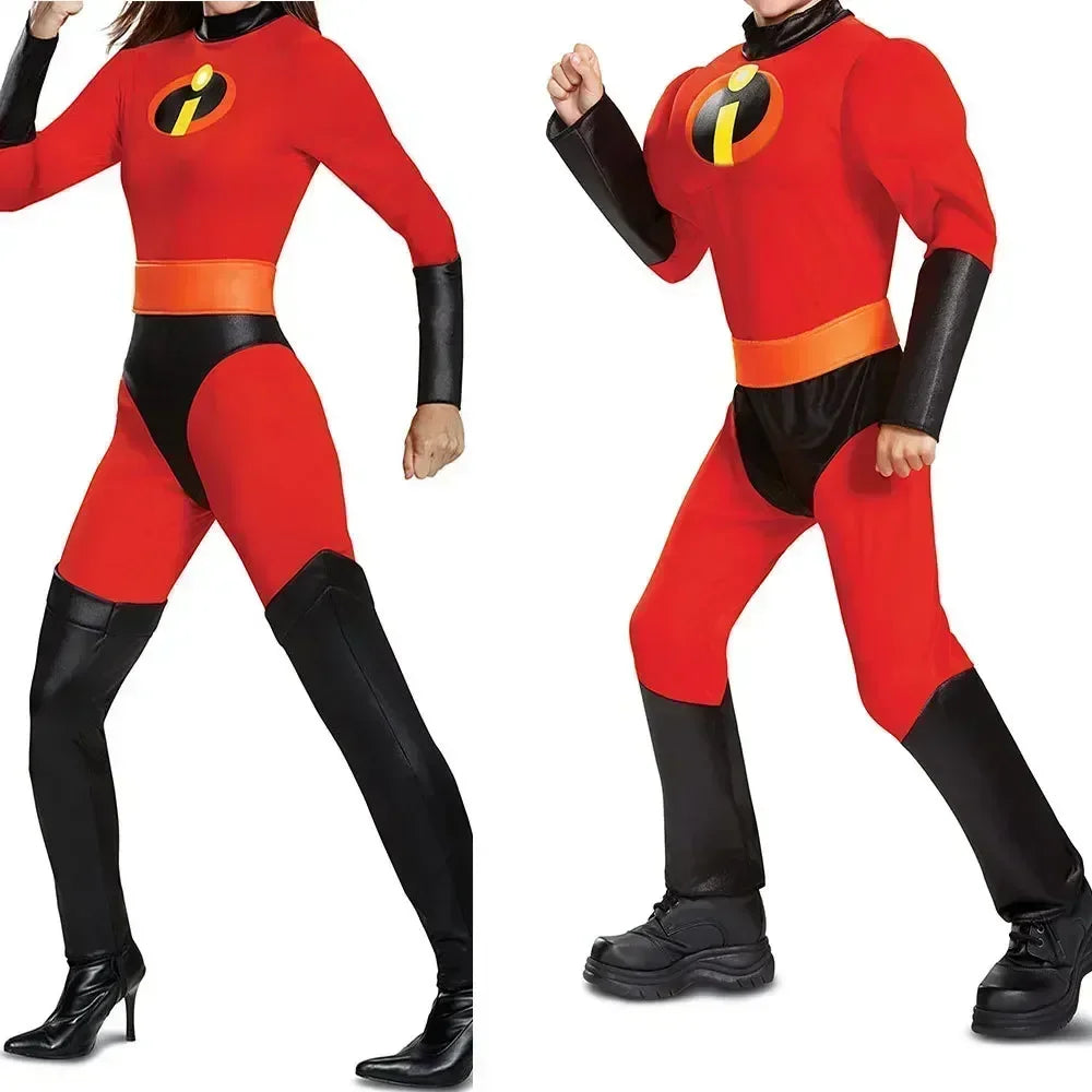 Halloween Incredible Cosplay Costumes Anime, Red Jumpsuit, Mask, Full Set Halloween Costumes.