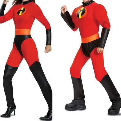 Halloween Incredible Cosplay Costumes Anime, Red Jumpsuit, Mask, Full Set Halloween Costumes.