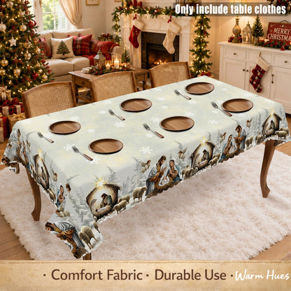 Christmas Nativity Tablecloth in 13 Designs (sizes and shapes listed at end)