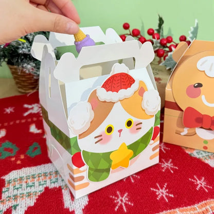 Christmas Square Cardstock Gift Bags, Sturdy Reusable